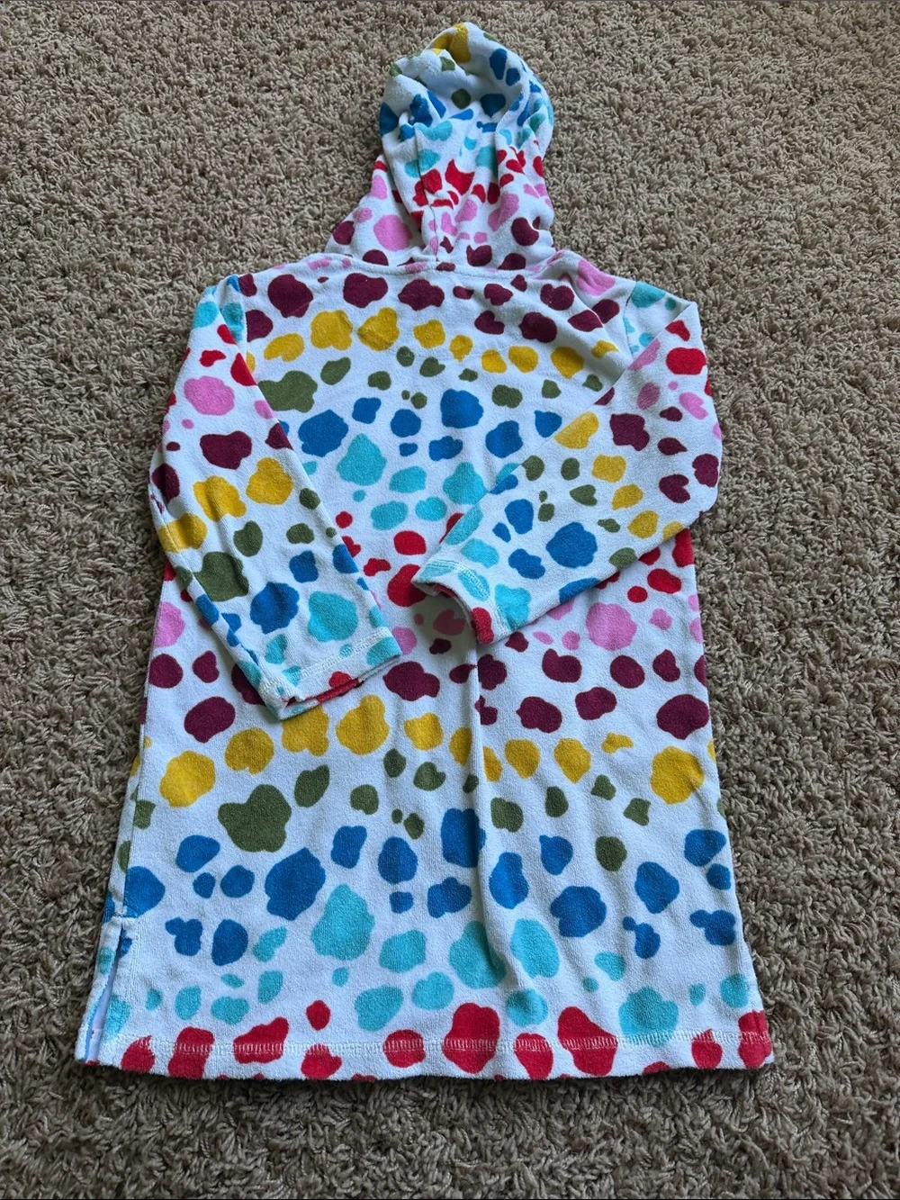 Mini Boden Multicolor Spot Hooded Poncho - Blue Lined Hood
